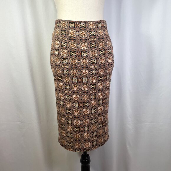 Bobeau Bodycon Pencil Skirt Size M Geometric Print Boho Lined Stretchy - Picture 3 of 13